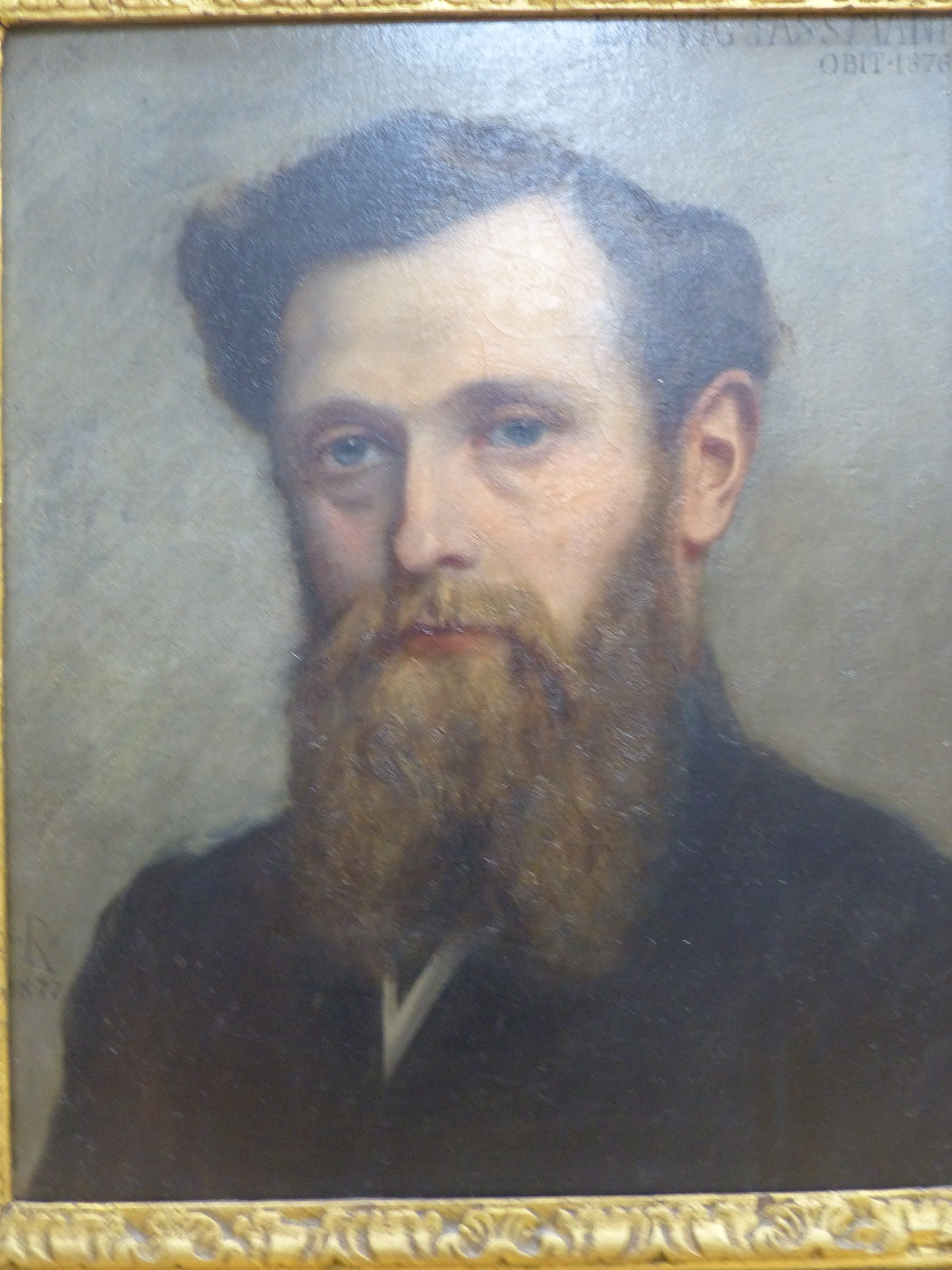 19th century Continental School, oil on canvas, Portrait of Ludwig Jassmann Obit 1876, monogrammed WRH and dated 1877, 40 x 33cm